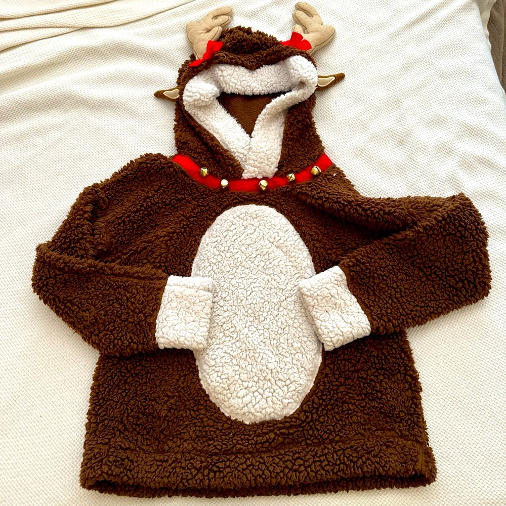 Cozy Brown Reindeer ugly sweater pullover hoodie